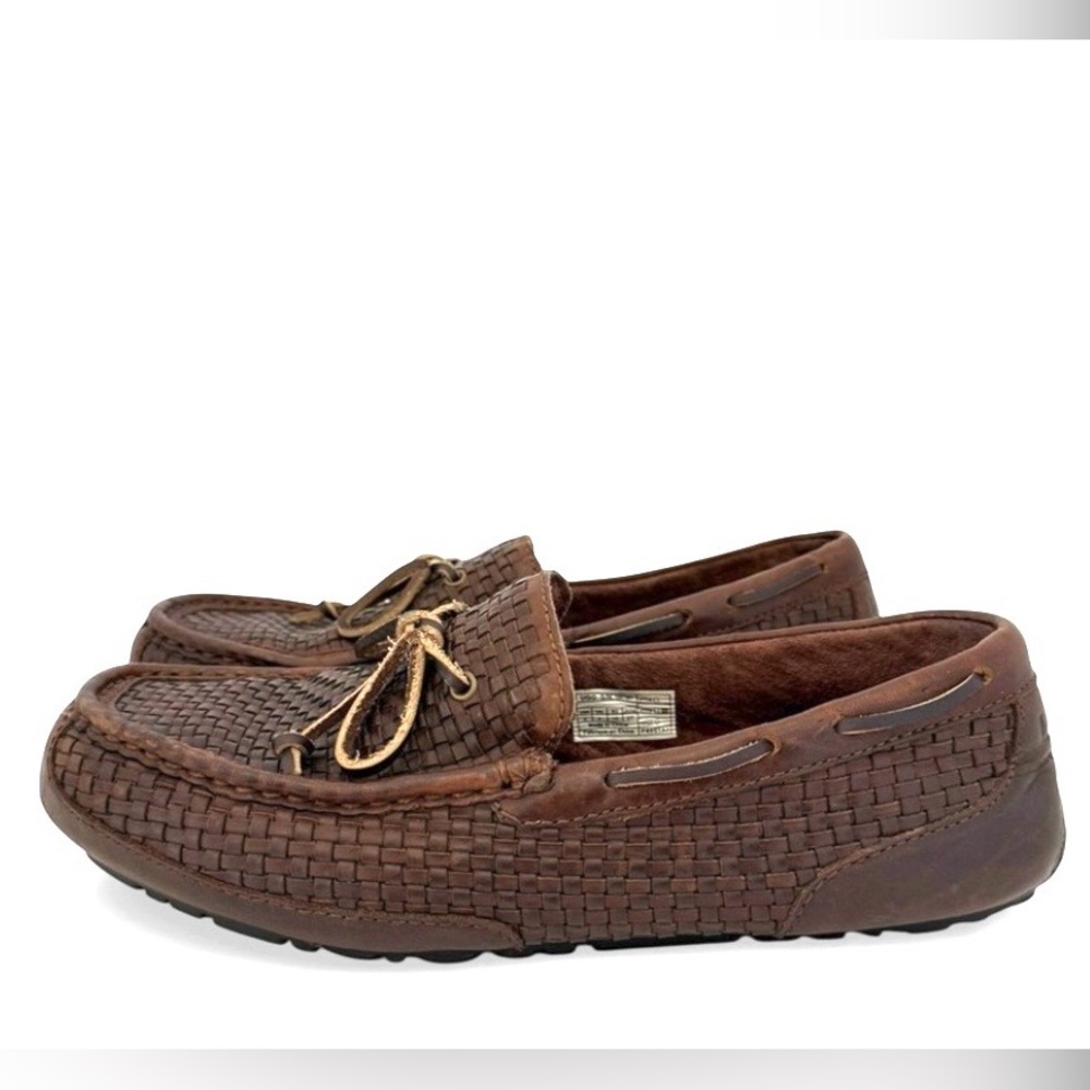 UGG Men's Woven Leather Loafers in Rich Brown